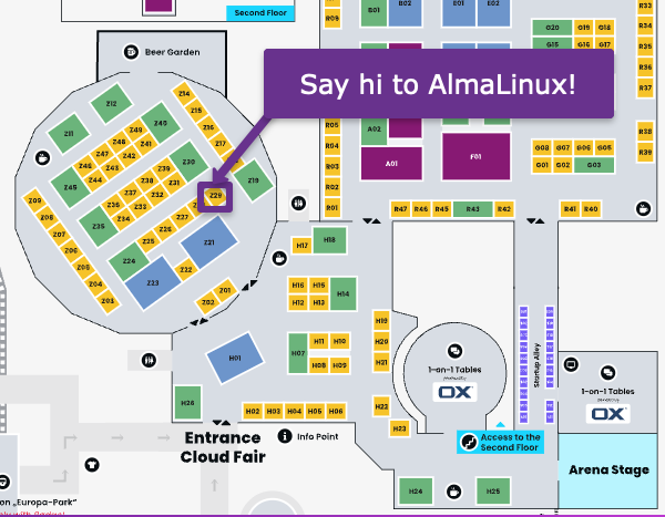 AlmaLinux booth at CloudFest 2026